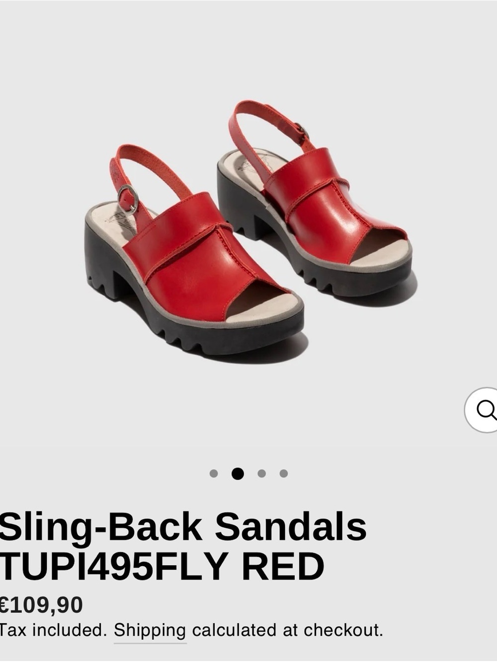 Fly London Red Leather Sling Back Sandals - 40